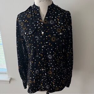 Karl Lagerfeld Paris Black and Gold Starry Blouse